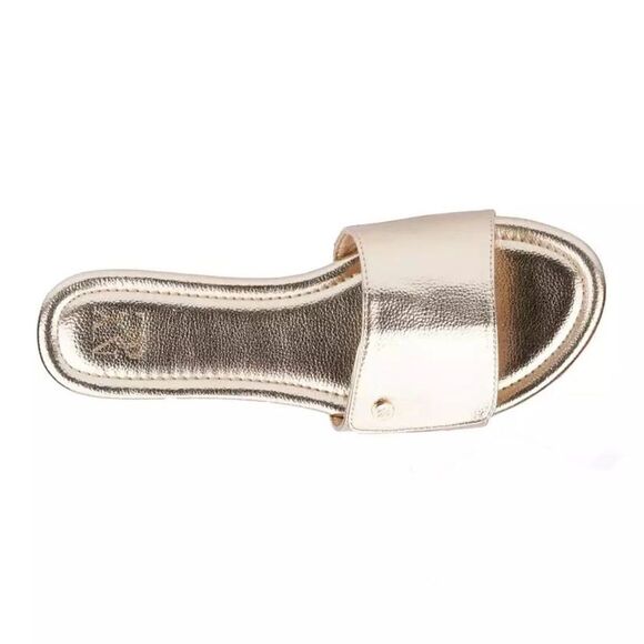 New York and Company Adelle Flat Sandal Gold 10 NWT IN BOX - Picture 2 of 10